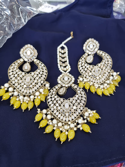 Beautiful designer mirror earing tikkah