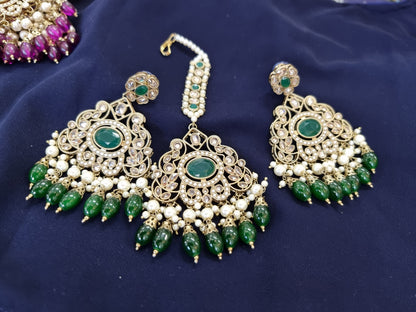 Beautiful designer polki earring tikkah/bindi