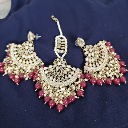 Beautiful designer mirror earing tikkah