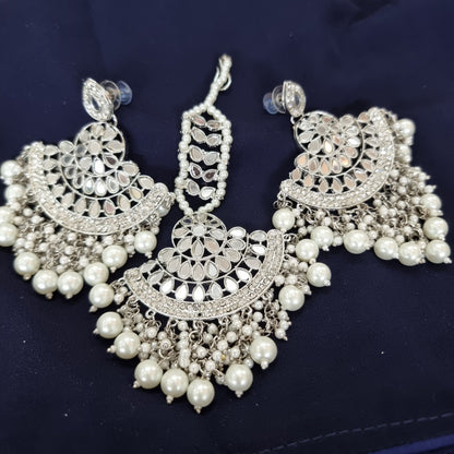 Beautiful designer mirror earing tikkah