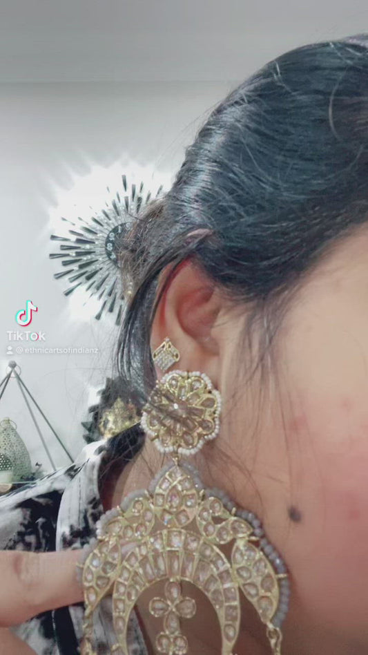 Beautiful designer oversized polki earrings