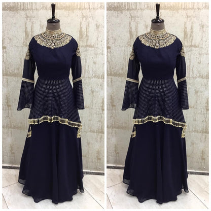 Beautiful designer gorgrette long top lengha