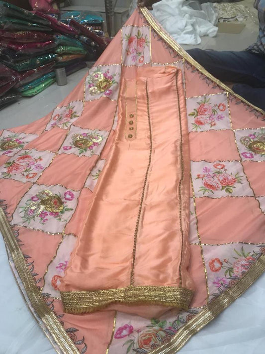 Beautiful designer creape silk unstiched suit