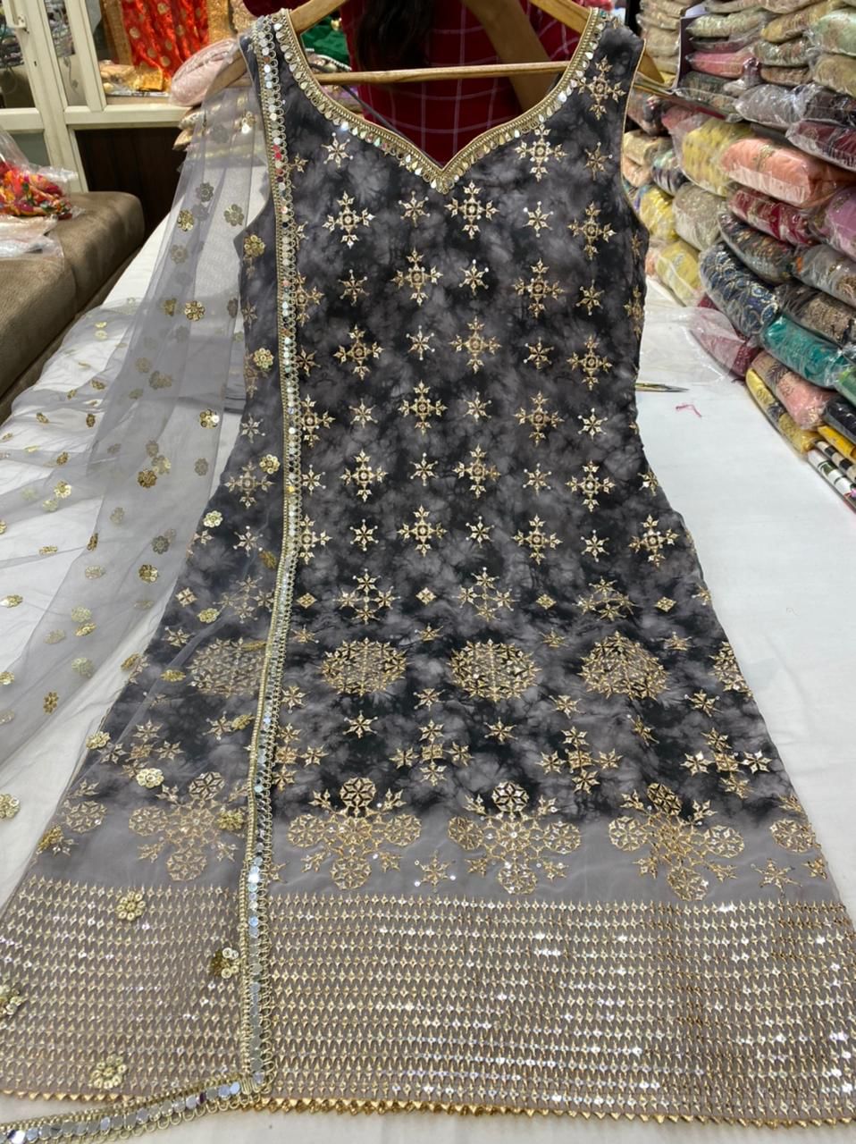 Beautiful designer straight churidaar suit