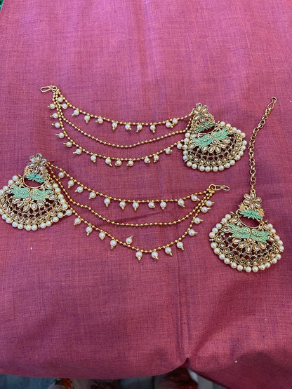 Beautiful designer  bahubali earing tikkah set