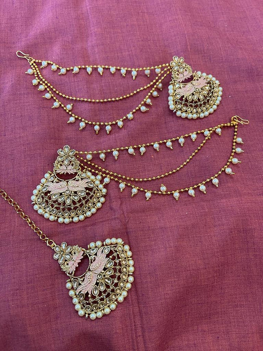 Beautiful designer  bahubali earing tikkah set