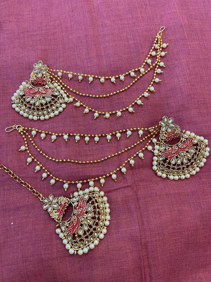 Beautiful designer  bahubali earing tikkah set