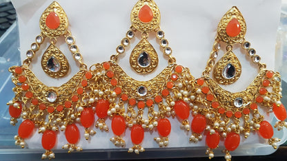 Beautiful designer oversize earing tikkah set