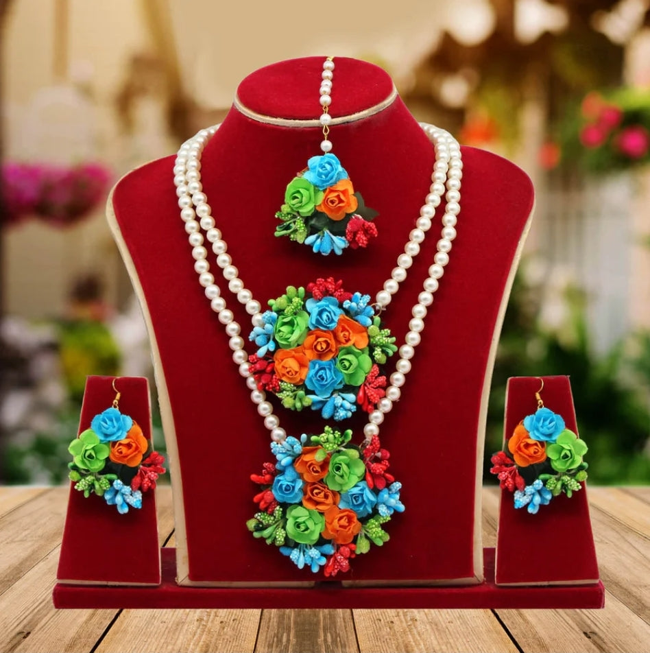 Beautiful designer Synthetic Rose Floral Necklace Set