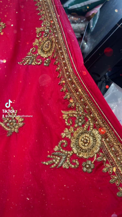 Beautiful designer heavily embroidery silk saree