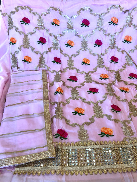 Beautiful designer fully embroidery unstitched punjabi patiala suit