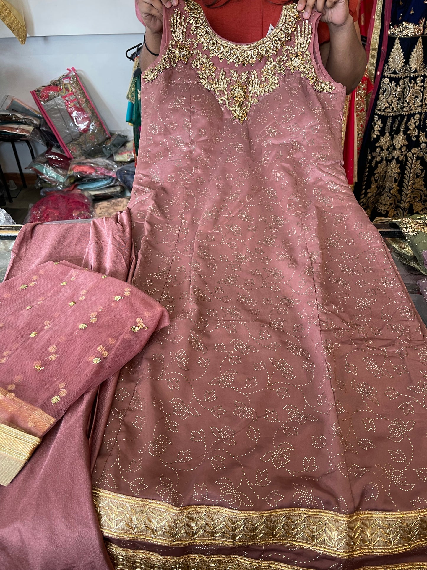 Beautiful designer straight Churidar suit