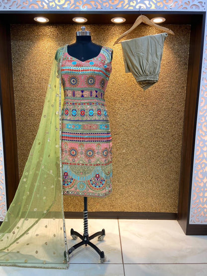 Beautiful designer straight Churidar suit