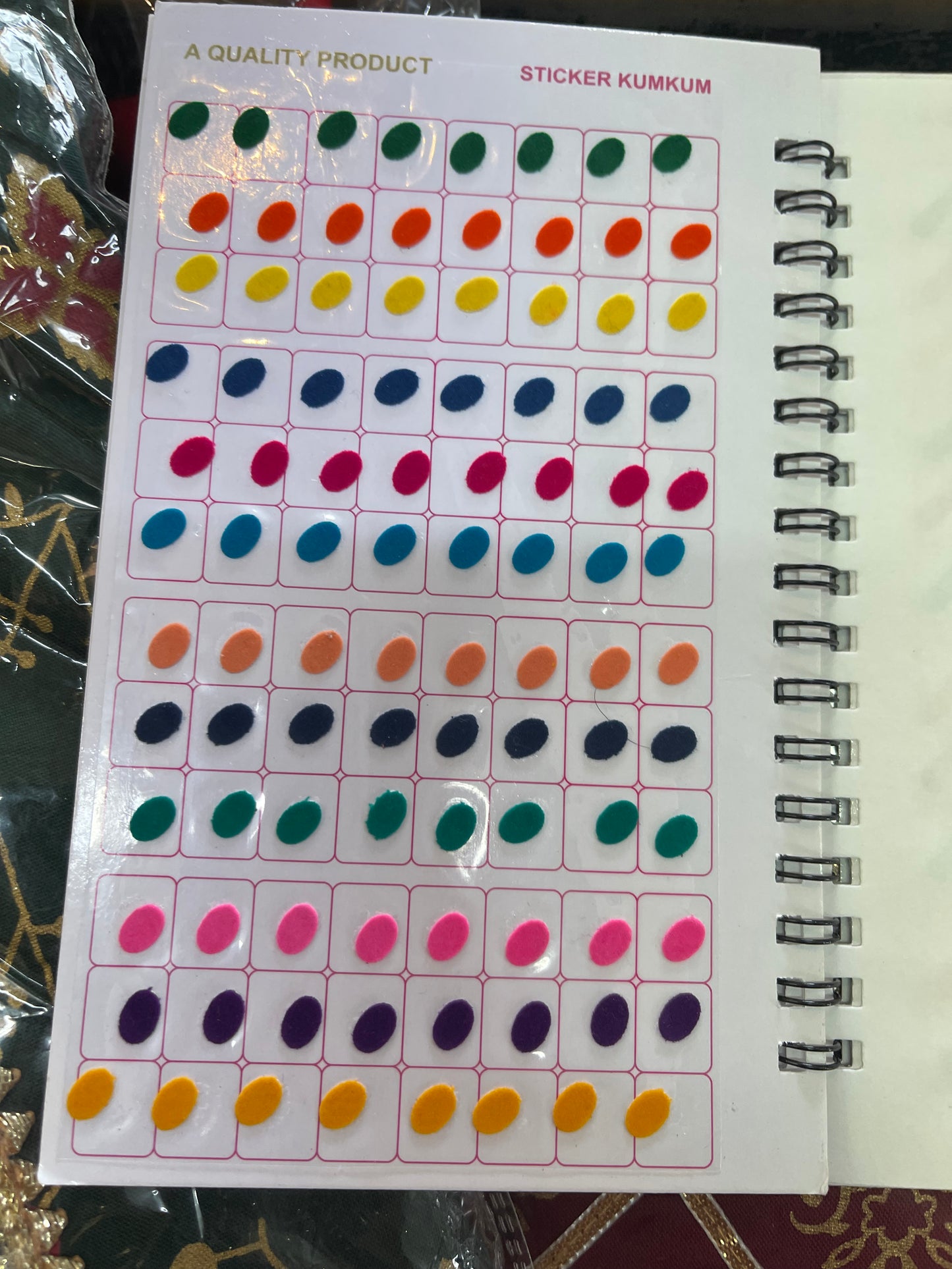 Multicolor velvet bindi book