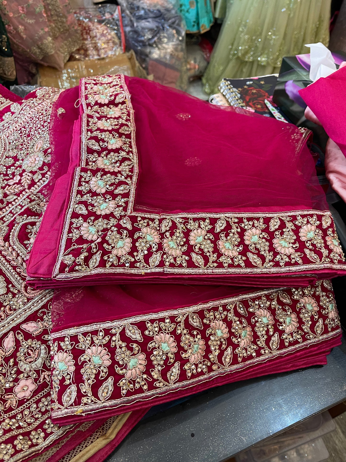 Beautiful designer velvet bridal lengha