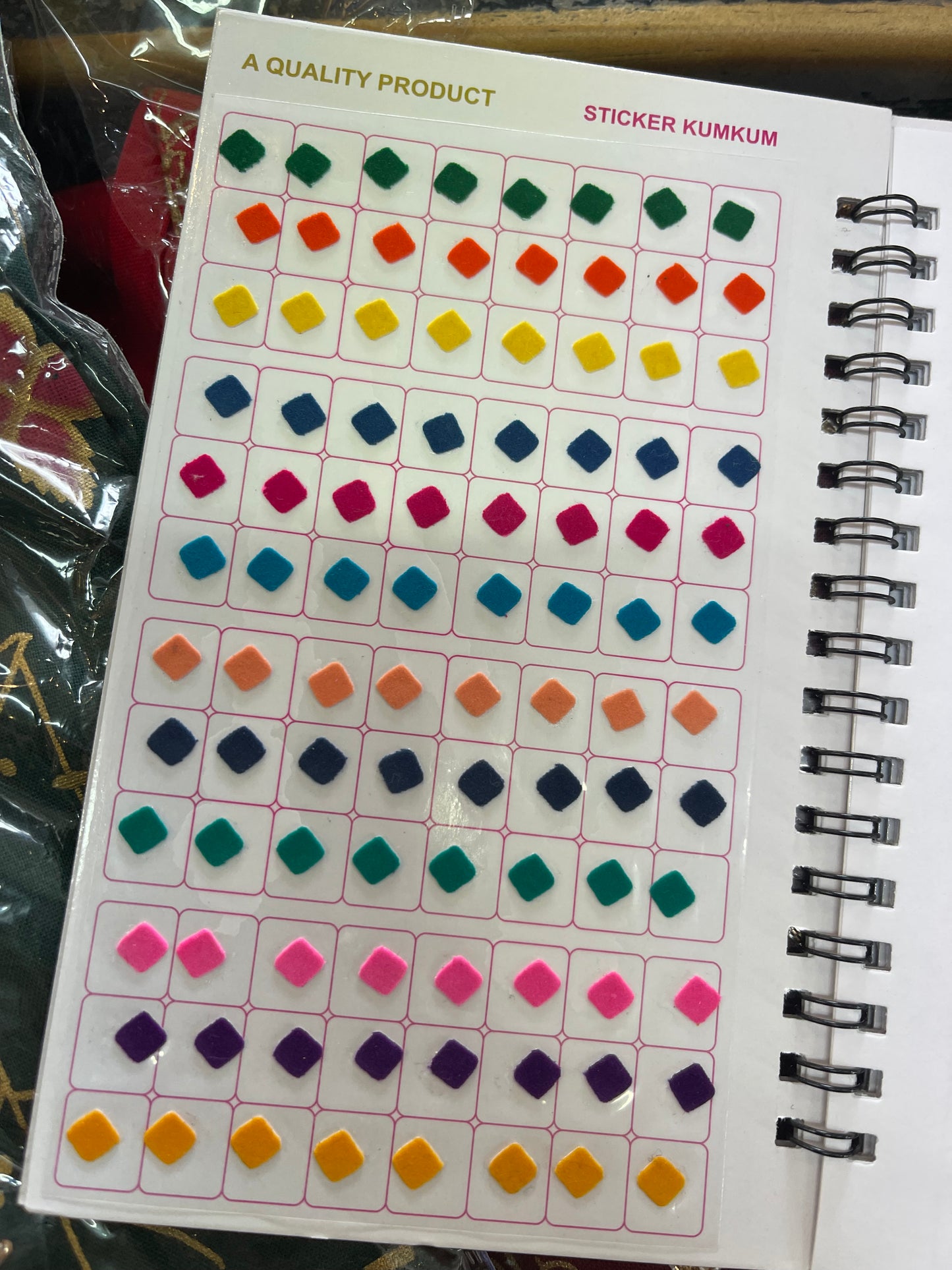 Multicolor velvet bindi book