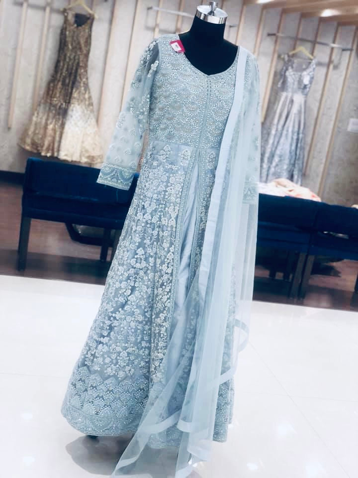 Beautiful designer fully embroidered anarkhali with stone work