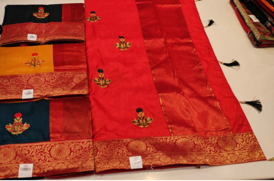 Beautiful designer embroidery silk saree