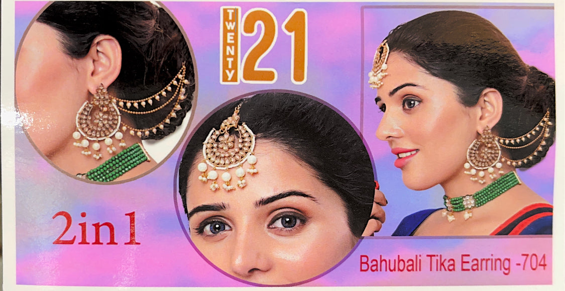 Beautiful designer bahubali tikka earrings set