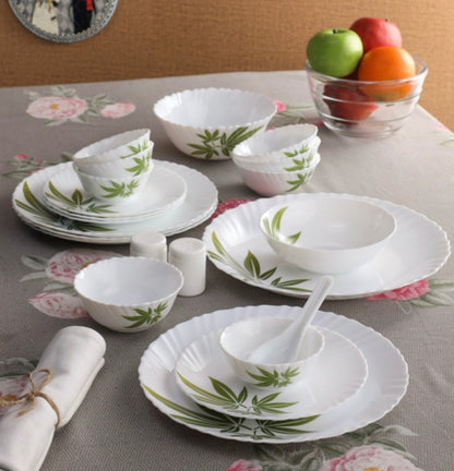 La Opala Trinity Green 29 Pcs Opalware Dinner Set - White