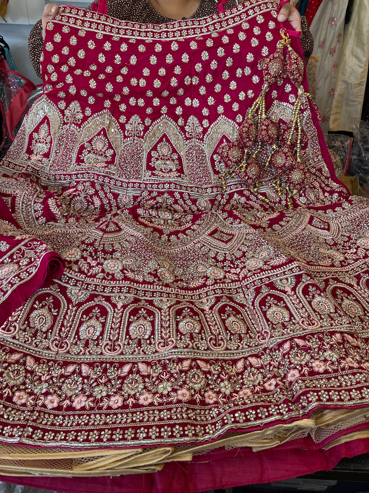 Beautiful designer velvet bridal lengha