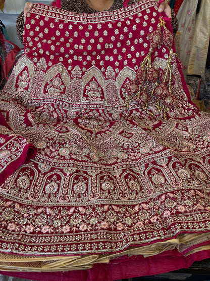 Beautiful designer velvet bridal lengha