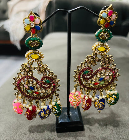 Beautiful designer earrings with bindi/tikka