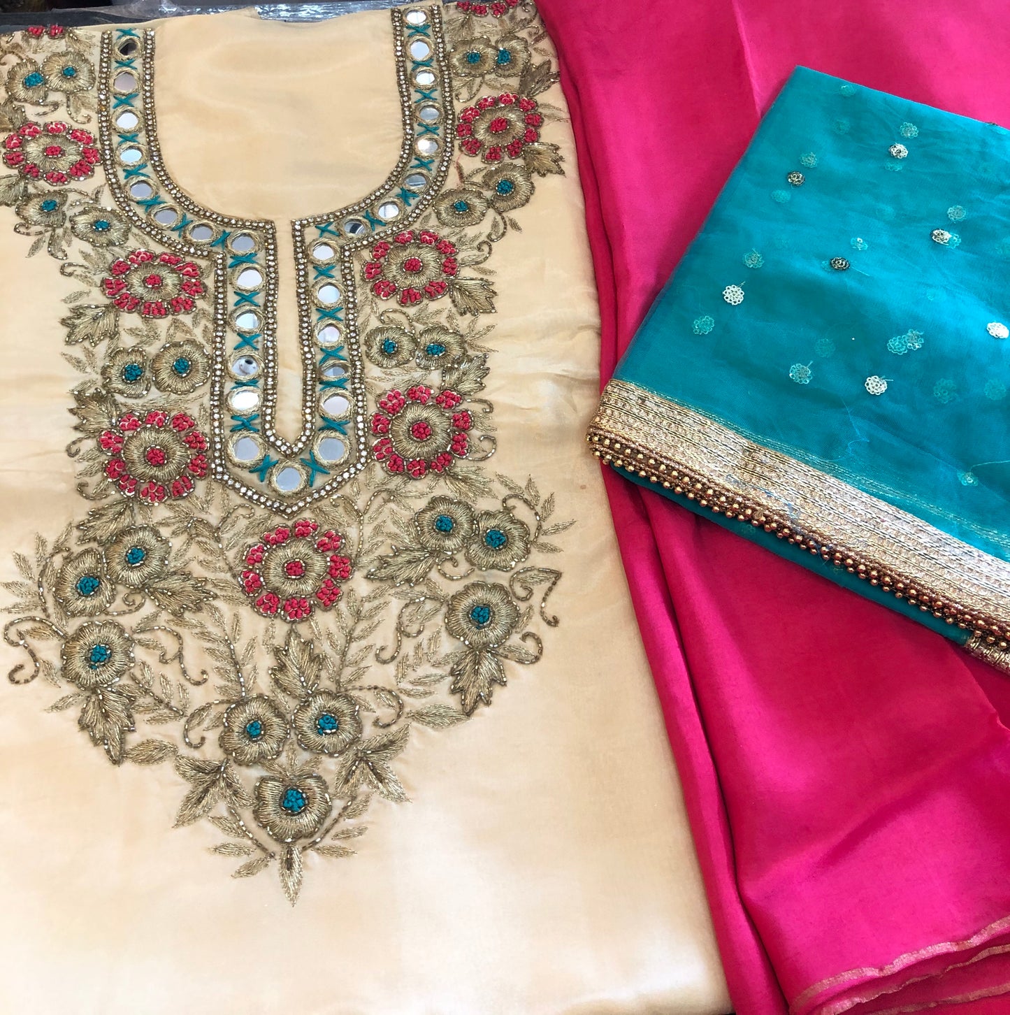 Beautiful designer unstitched punjabi patiala suit