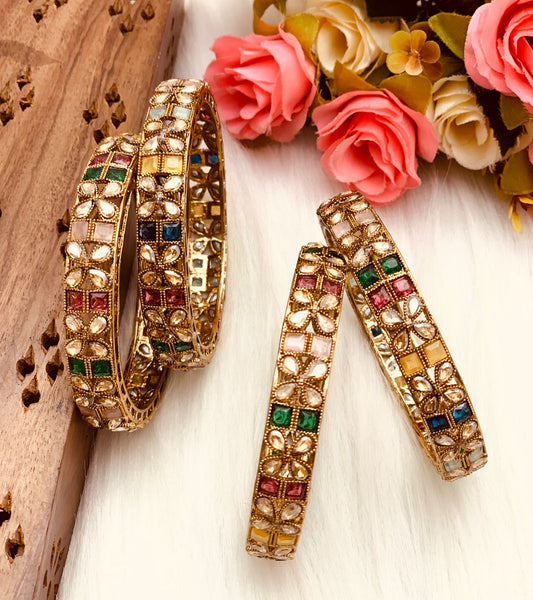 Beautiful designer polki bangle set