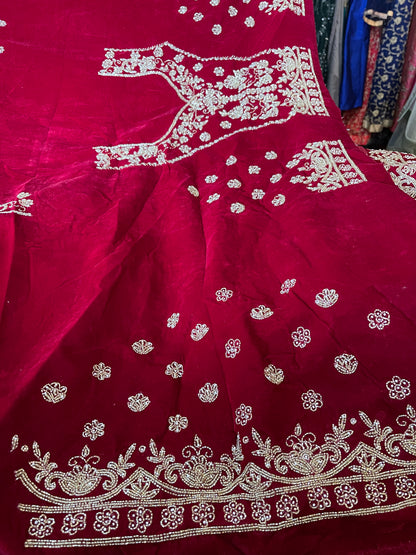 Beautiful designer bridal velvet unstitched lengha