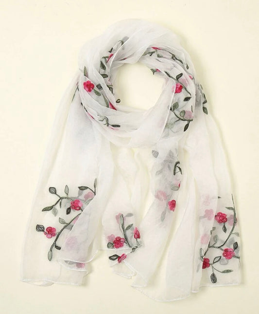 Beautiful designer floral embroidery scarf