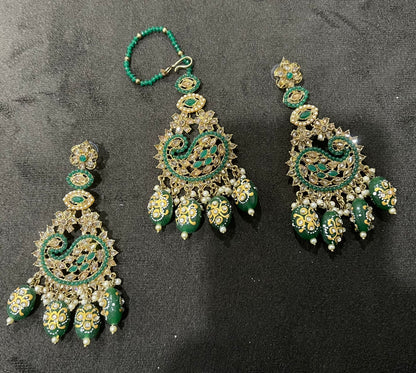 Beautiful designer earrings with bindi/tikka