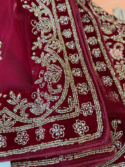 Beautiful designer bridal velvet unstitched lengha