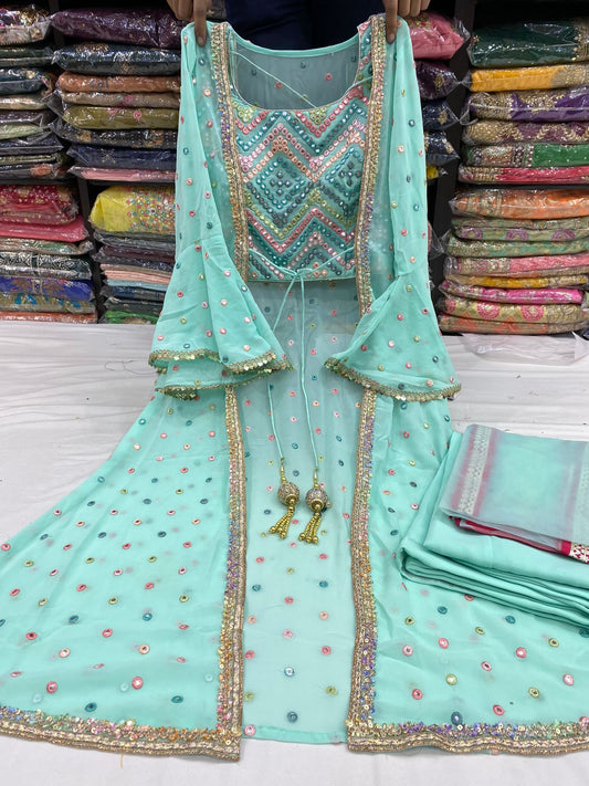 Beautiful designer indo western style plazo suit