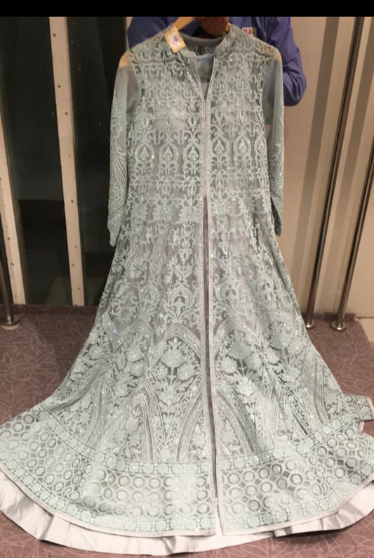 Beautiful designer fully embroidery koti with gown