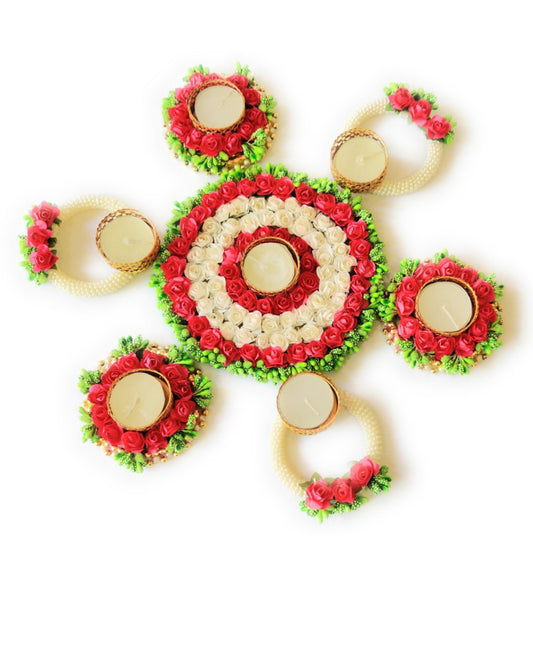 Beautiful designer candle holder rangoli combo