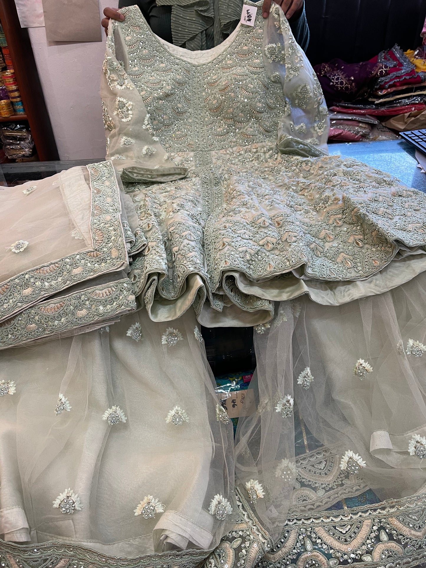 Beautiful designer peplum sharara suit