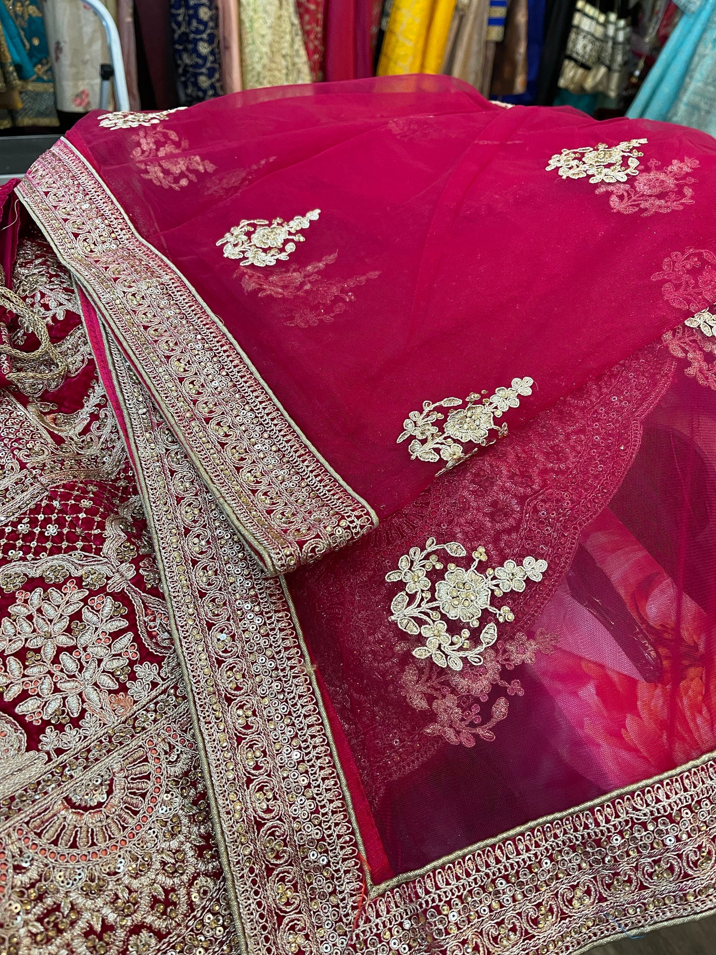 Beautiful designer heavily embroidery bridal lengha