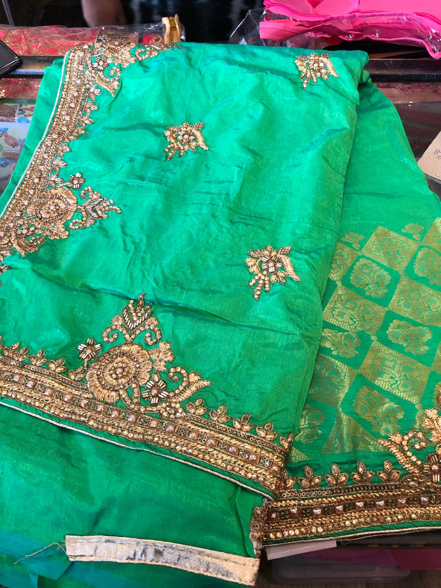 Beautiful designer heavily embroidery silk saree