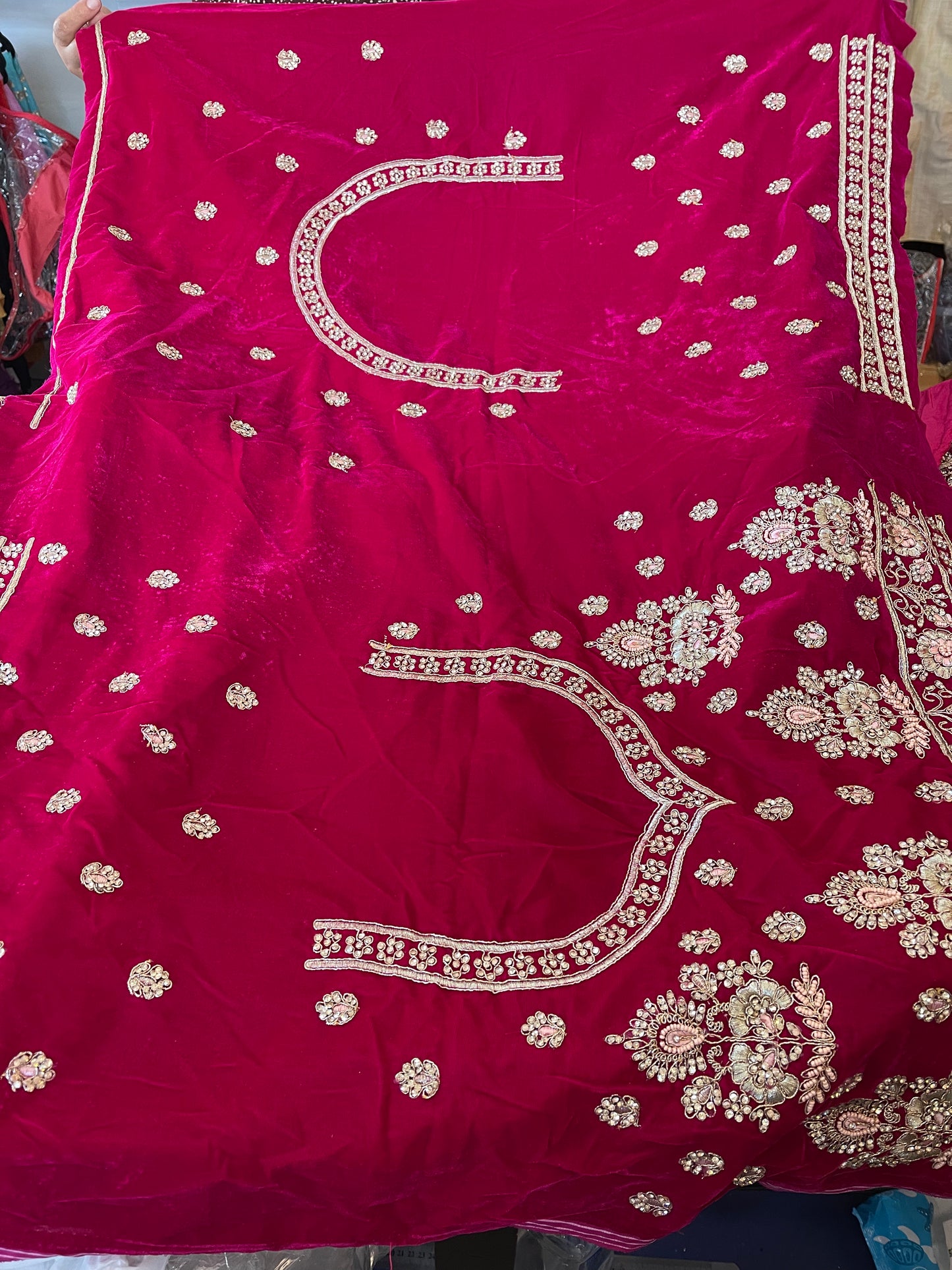 Beautiful designer velvet bridal lengha