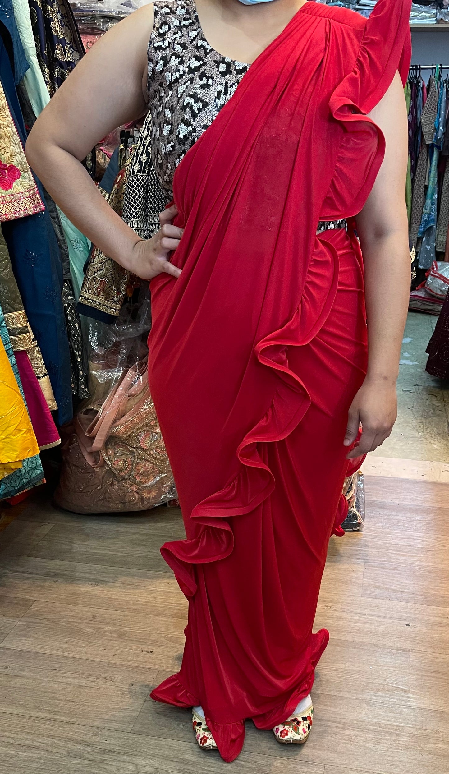 Beautiful designer ready made saree with stitch blouse