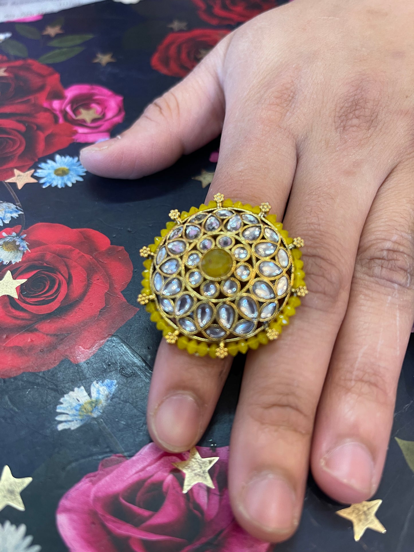 Beautiful designer polki stone ring