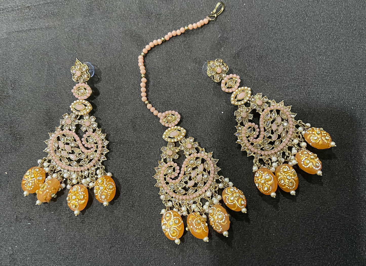 Beautiful designer earrings with bindi/tikka