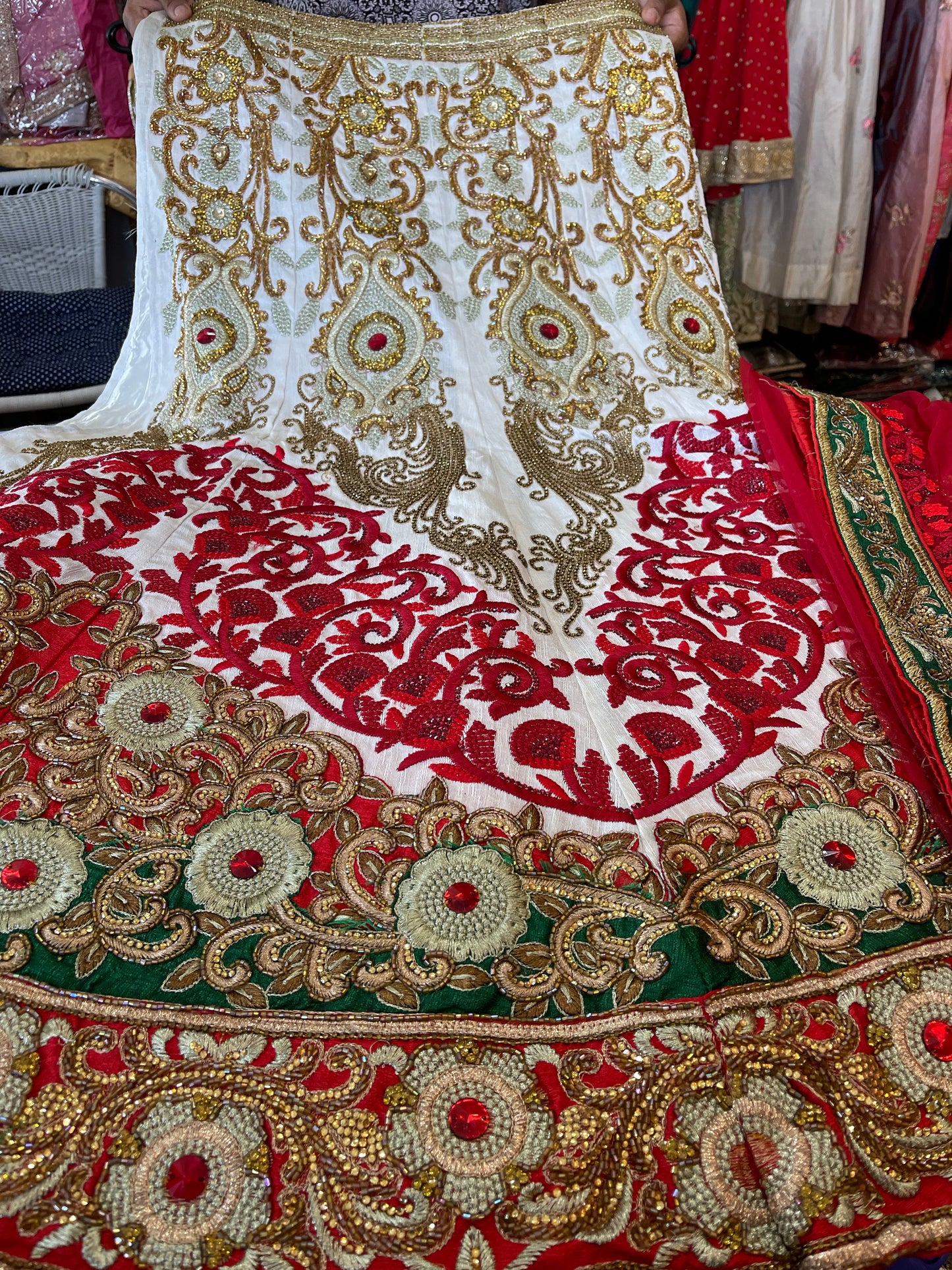 Beautiful designer unstitched silk lengha