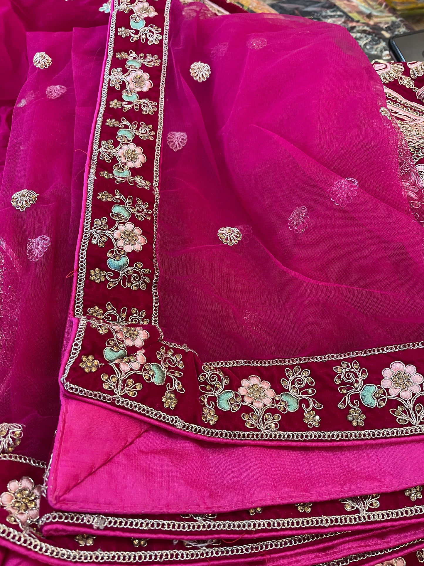 Beautiful designer bridal velvet unstitched lengha