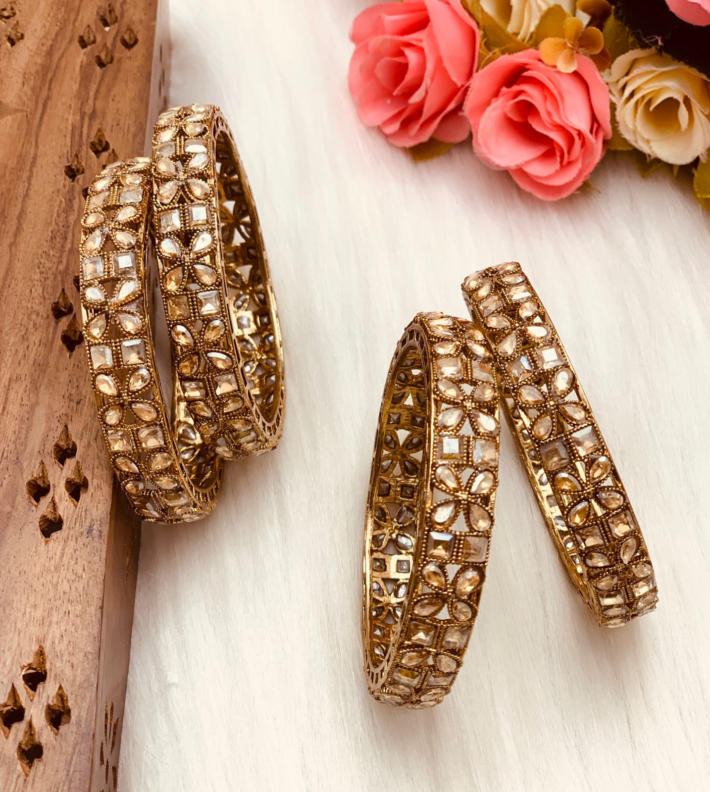 Beautiful designer polki bangle set