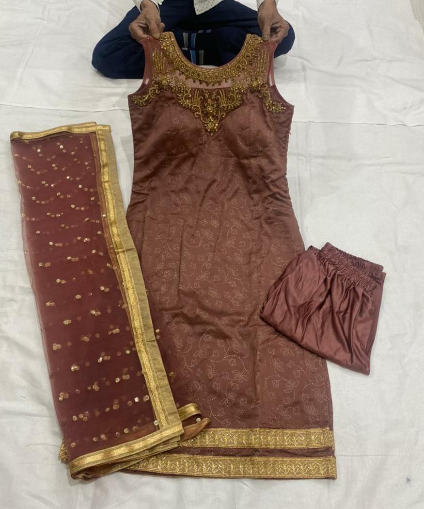 Beautiful designer straight Churidar suit