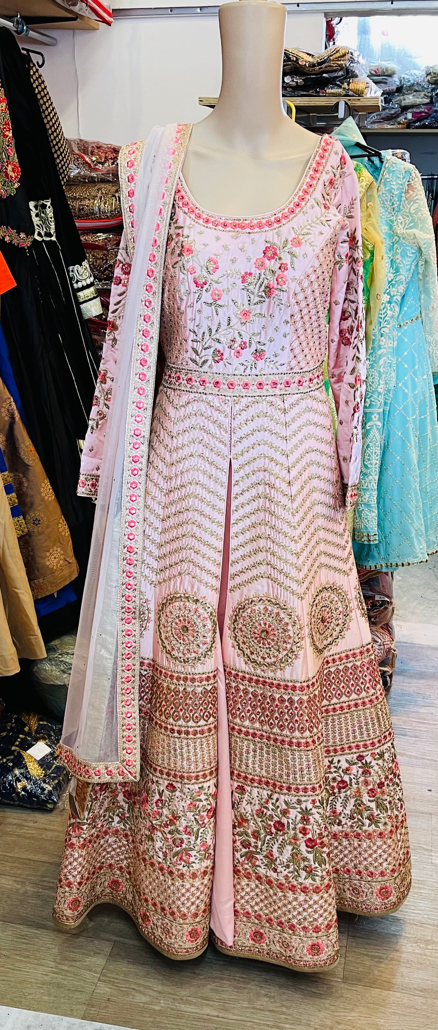 Beautiful designer long top lengha suit