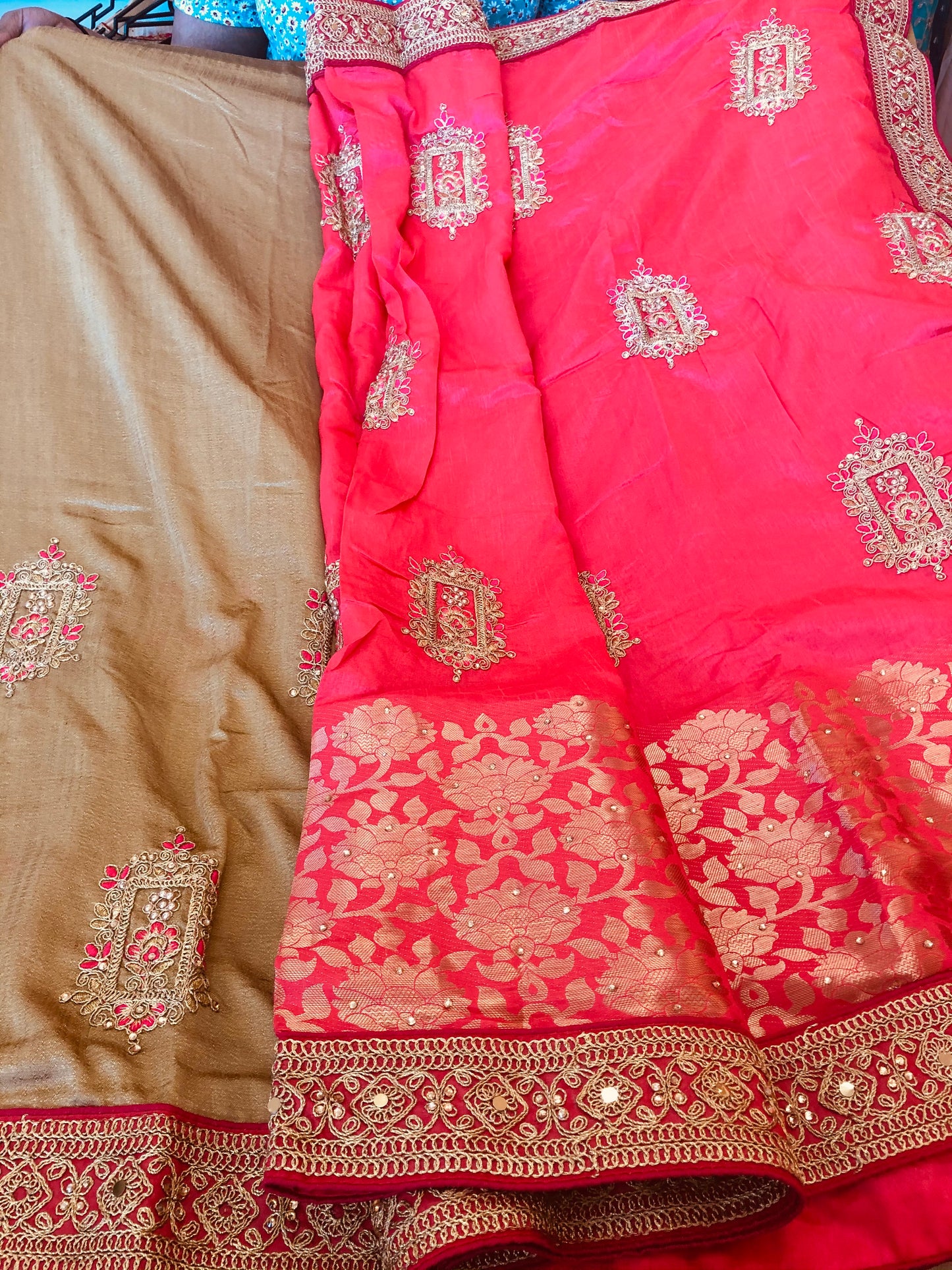 Beautiful designer half & half silk saree