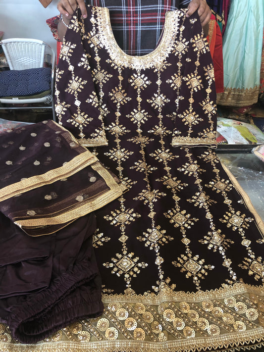 Beautiful designer straight suit with Churidar